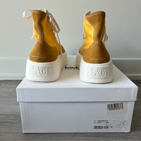 Maison Margiela MM6 high top yellow canvas sneakers - Picture 3 of 9